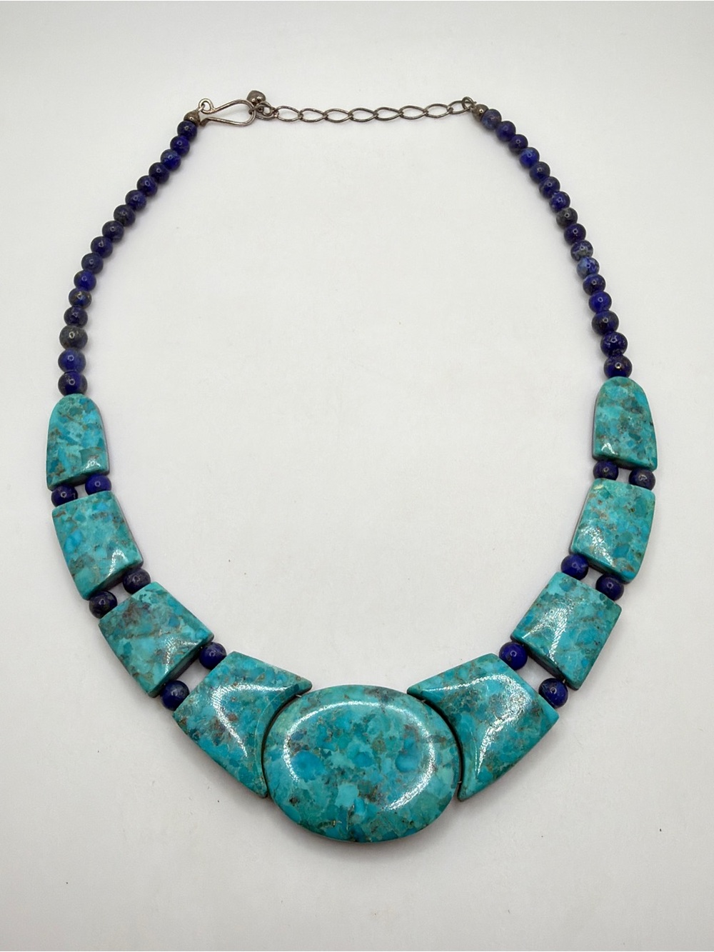 REVERSIBLE! ~20" Jay King Turquoise and Lapis Lazuli beaded necklace in 925!